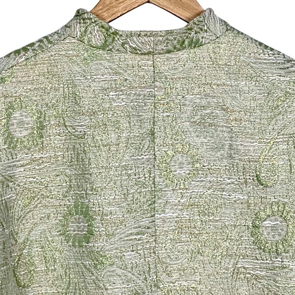 Alfred Dunner Green Metallic Paisley Dressy Blazer Size 12 Wedding Career Travel - Picture 6 of 9